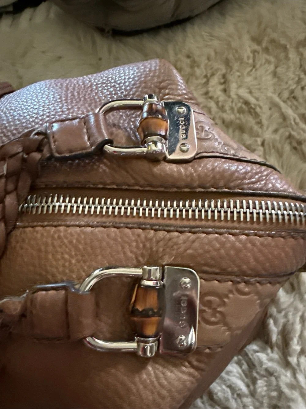 Gucci Cognac Brown Leather Shoulder Bag with Braided Strap - Picture 3 of 16